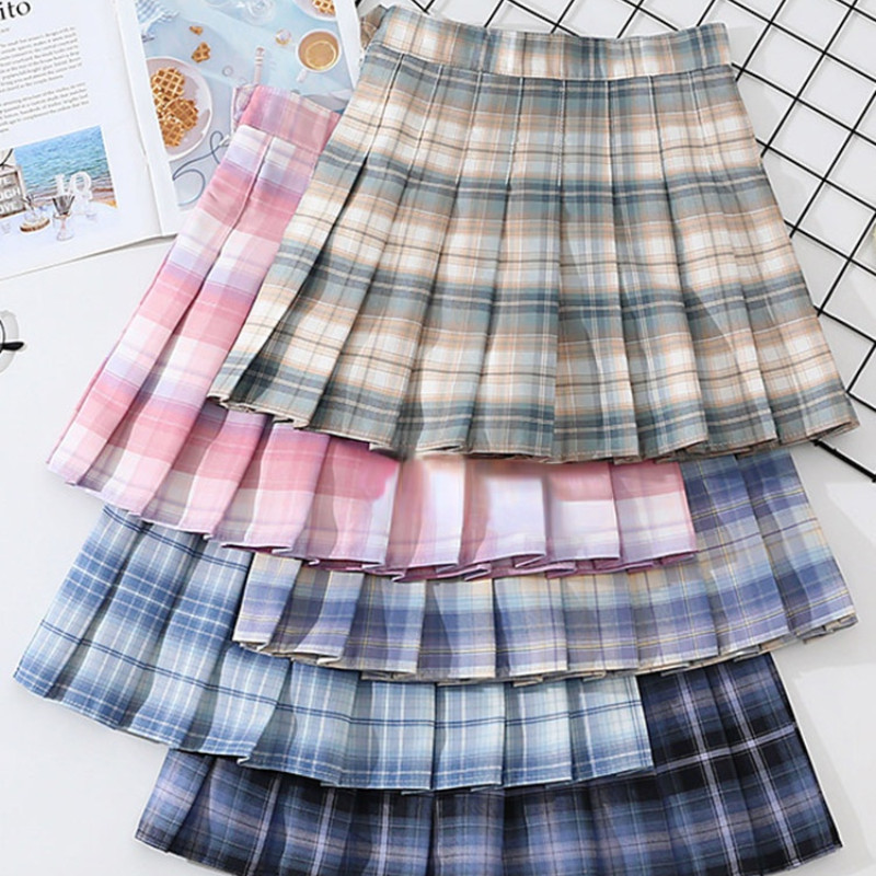 Rudeninis klostuotas sijonas moteriškas rudens ir žiemos trumpas sijonas aukštu juosmeniu A linijos ploni sijonai Visiems tinka Pure Desire Wind trumpas sijonas