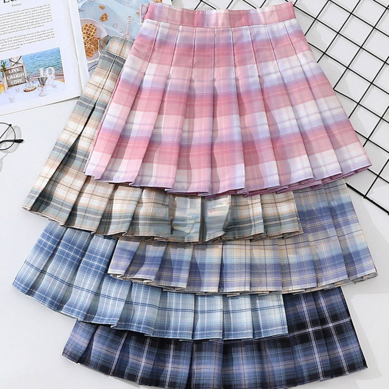 Rudeninis klostuotas sijonas moteriškas rudens ir žiemos trumpas sijonas aukštu juosmeniu A linijos ploni sijonai Visiems tinka Pure Desire Wind trumpas sijonas