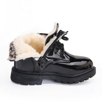 2022 Нови зимни детски обувки PU кожа Водоустойчиви къси ботуши Детски ботуши за сняг Марка момичета момчета Гумени ботуши Модни маратонки