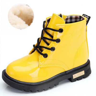 2022 Νέα χειμωνιάτικα παιδικά παπούτσια PU Δερμάτινα αδιάβροχα κοντά μποτάκια Παιδικά μποτάκια για χιόνι Μάρκα κορίτσια αγόρια Μπότες από καουτσούκ Μόδα αθλητικά παπούτσια
