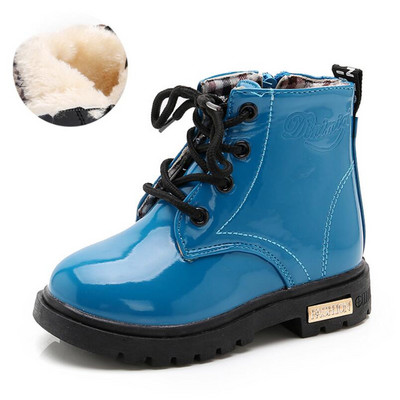 2022 Νέα χειμωνιάτικα παιδικά παπούτσια PU Δερμάτινα αδιάβροχα κοντά μποτάκια Παιδικά μποτάκια για χιόνι Μάρκα κορίτσια αγόρια Μπότες από καουτσούκ Μόδα αθλητικά παπούτσια