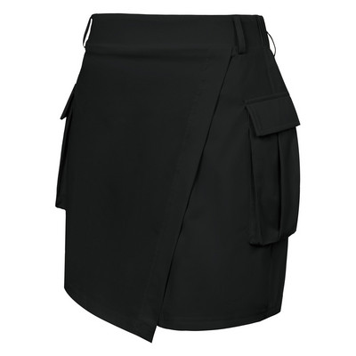 Fustă JS pentru femei, talie înaltă, sport moale, cu pantaloni scurți atașați, fustă cu lungime până la jumătatea coapsei, buzunar, respirabilă, pentru alergare yoga