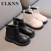 2023 Cizme scurte pentru copii New Winter Girl Pure Color Moale Negru Cizme din piele Cuhk Copii Printesa Cizme Restaurare Ancient