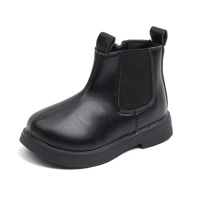 2023 Cizme scurte pentru copii New Winter Girl Pure Color Moale Negru Cizme din piele Cuhk Copii Printesa Cizme Restaurare Ancient
