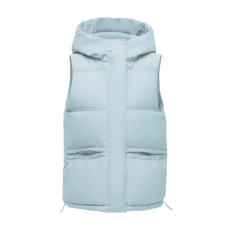 Vestă groasă de iarnă, cu glugă, ocazională, pentru femei, din bumbac, de culoare solidă, cu buzunar, cu fermoar.