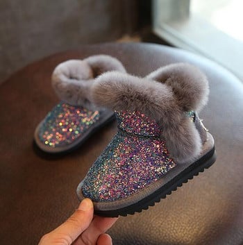 2022 Зимни детски модни обувки за сняг, дебели детски обувки топъл плюш, меко дъно, бебешки ботуши за момичета, зимни ски обувки за бебе