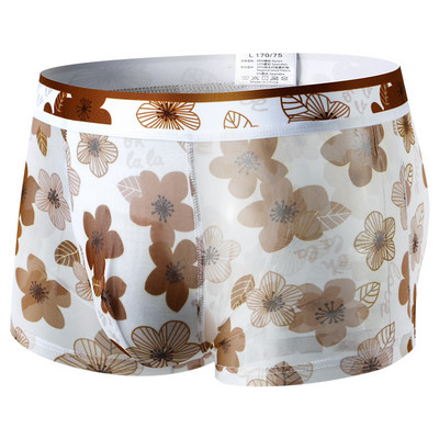 Nove bokserice Ljetne muške Mrežaste donje rublje s cvjetnim uzorkom Prozračne prozirne bokserice velikih veličina