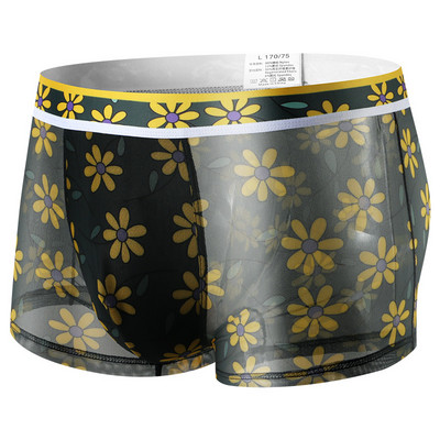 Nove bokserice Ljetne muške Mrežaste donje rublje s cvjetnim uzorkom Prozračne prozirne bokserice velikih veličina