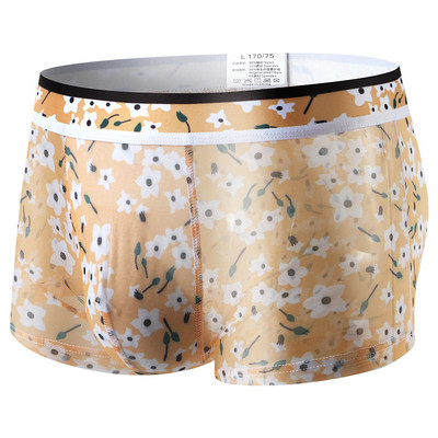 Nove bokserice Ljetne muške Mrežaste donje rublje s cvjetnim uzorkom Prozračne prozirne bokserice velikih veličina