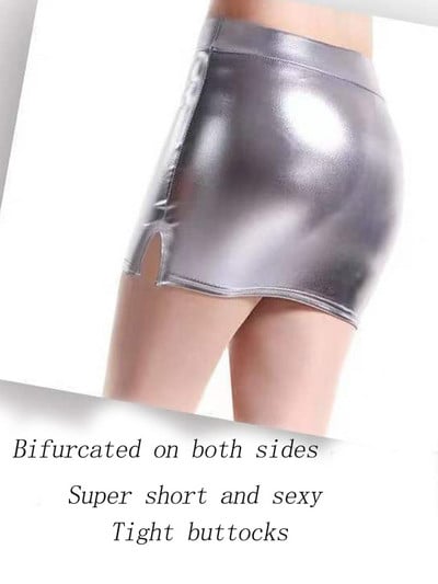 Y2K seksīgi sieviešu Wetlook mini svārki spīdīgi lakādas īsi svārki sieviešu ballītēm spilgti svārki metāla deju svārki nakts kluba apģērbs