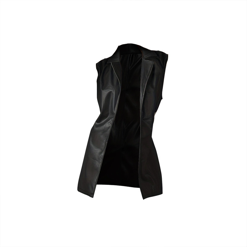 Vestă solidă cu rever deschis, haină ocazională fără mâneci Îmbrăcăminte pentru femei de primăvară și toamnă