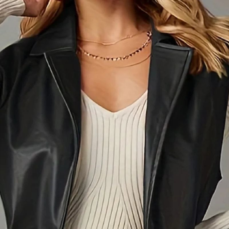 Vestă solidă cu rever deschis, haină ocazională fără mâneci Îmbrăcăminte pentru femei de primăvară și toamnă