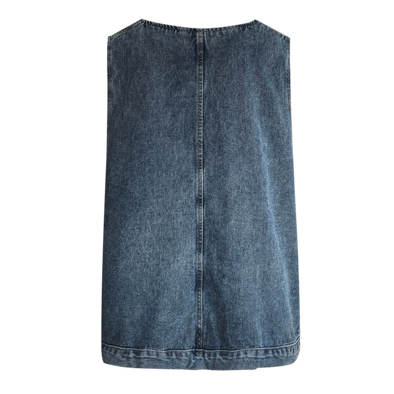 Moteriškos mados Retro vientisos džinsinės liemenės be rankovių, laisvų mygtukų paltai Patogi striukė laisvalaikio sportinis megztinis Chaquetas 한국인 리뷰 많은 옷