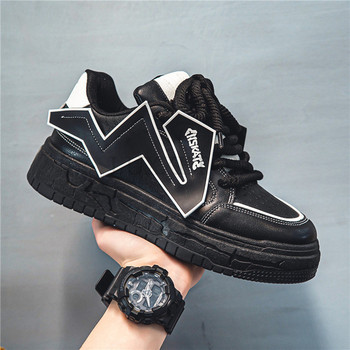 Вулканизирани обувки Спортни ежедневни мъжки обувки Мъжки обувки на платформа Удобни мъжки маратонки Плоски мъжки обувки Моден дизайн Маратонки с връзки