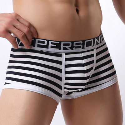 Boxer pentru bărbați Bikini sexy Lenjerie de corp pentru bărbați Lenjerie de corp respirabilă în dungi Chiloți de corp Bumbac Cueca Masculina