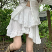 Mini sijonai moterims Asimetriško dizaino nėriniai Sweet Girlish Klasikiniai laisvi vasariniai Korėjietiško stiliaus mados kasdienis karštas išpardavimas