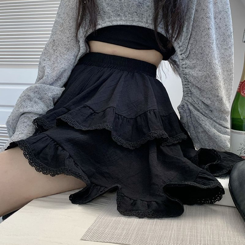 Mini sijonai moterims Asimetriško dizaino nėriniai Sweet Girlish Klasikiniai laisvi vasariniai Korėjietiško stiliaus mados kasdienis karštas išpardavimas