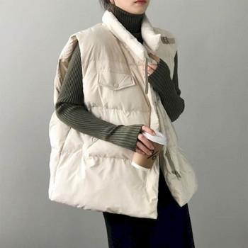Γιλέκα για Γυναικεία μονόχρωμα γιλέκα με γιακά casual αμάνικα ζακέτες κορεατικού στυλ Vintage υπερμεγέθη μπουφάν για γυναικείες μπλούζες