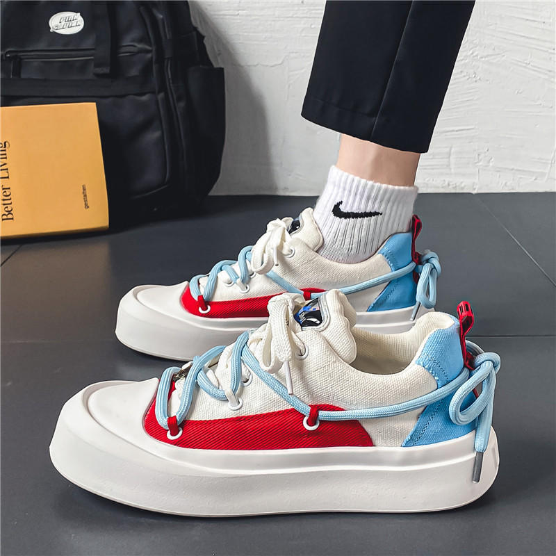 Jarné nové pánske ležérne plátené topánky s hrubou podrážkou, priedušné, šnurovacie, protišmykové, dezodoračné, priedušné, univerzálne, trendy topánky pre mužov