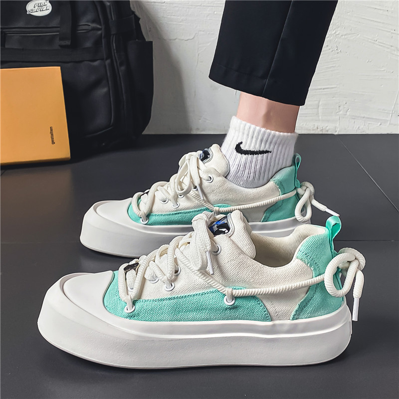 Jarné nové pánske ležérne plátené topánky s hrubou podrážkou, priedušné, šnurovacie, protišmykové, dezodoračné, priedušné, univerzálne, trendy topánky pre mužov