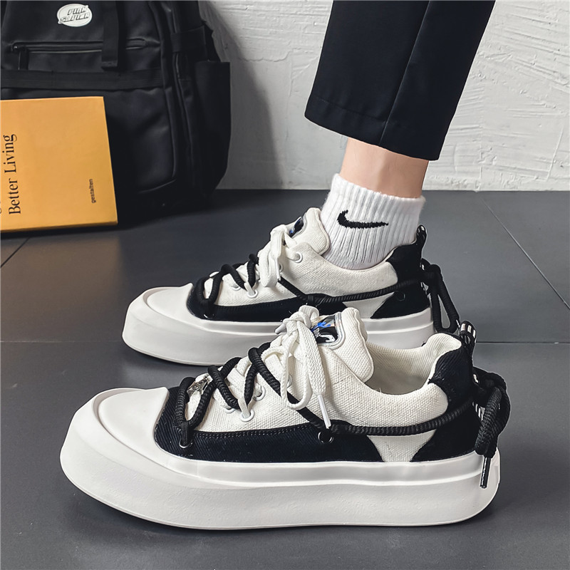 Jarné nové pánske ležérne plátené topánky s hrubou podrážkou, priedušné, šnurovacie, protišmykové, dezodoračné, priedušné, univerzálne, trendy topánky pre mužov