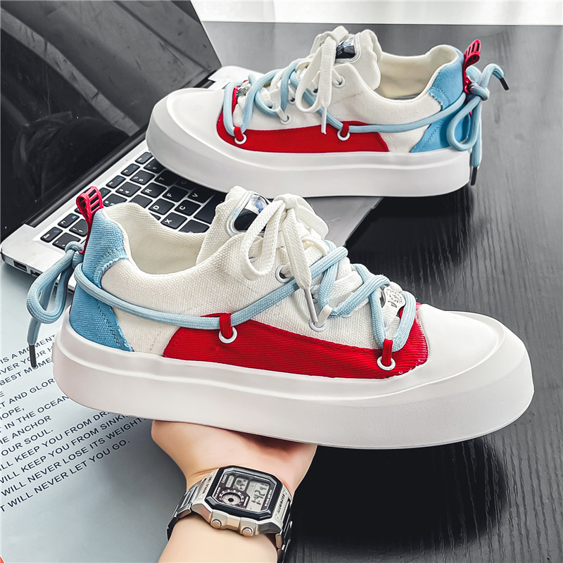 Jarné nové pánske ležérne plátené topánky s hrubou podrážkou, priedušné, šnurovacie, protišmykové, dezodoračné, priedušné, univerzálne, trendy topánky pre mužov