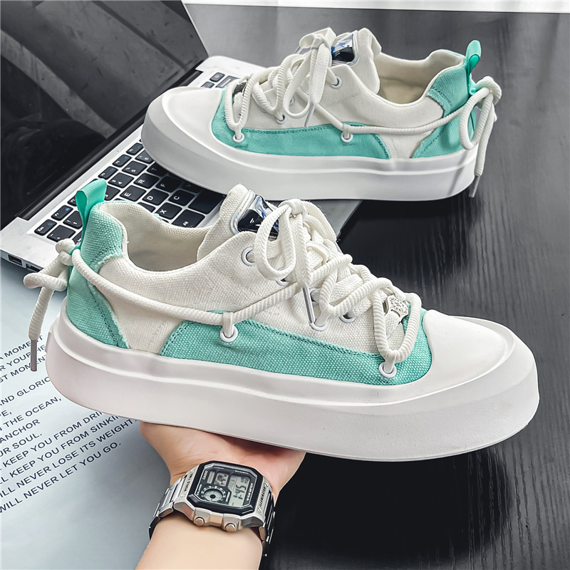 Jarné nové pánske ležérne plátené topánky s hrubou podrážkou, priedušné, šnurovacie, protišmykové, dezodoračné, priedušné, univerzálne, trendy topánky pre mužov