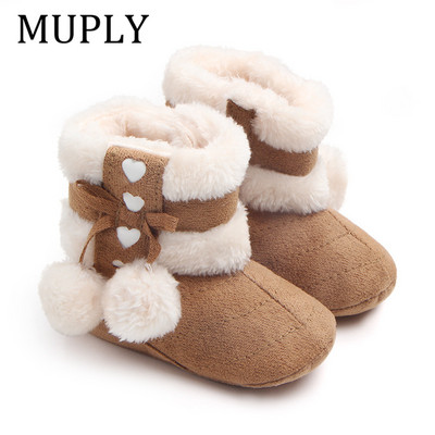 Χειμερινές μπότες χιονιού για νεογέννητα κοριτσίστικα μποτάκια Keep ζεστό βελούδινο μέσα Αντιολισθητικά Βρεφικά νήπια Χαριτωμένα παπούτσια με μαλακό κάτω μέρος