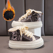 Zimske plišane Martinje za djecu Korejski stil Debele tople pamučne cipele PU koža Dječaci Djevojčice Čizme za snijeg za dječju obuću