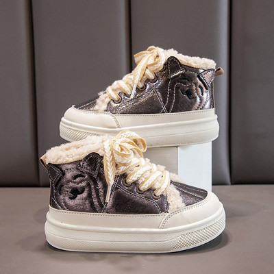 Zimske plišane Martinje za djecu Korejski stil Debele tople pamučne cipele PU koža Dječaci Djevojčice Čizme za snijeg za dječju obuću