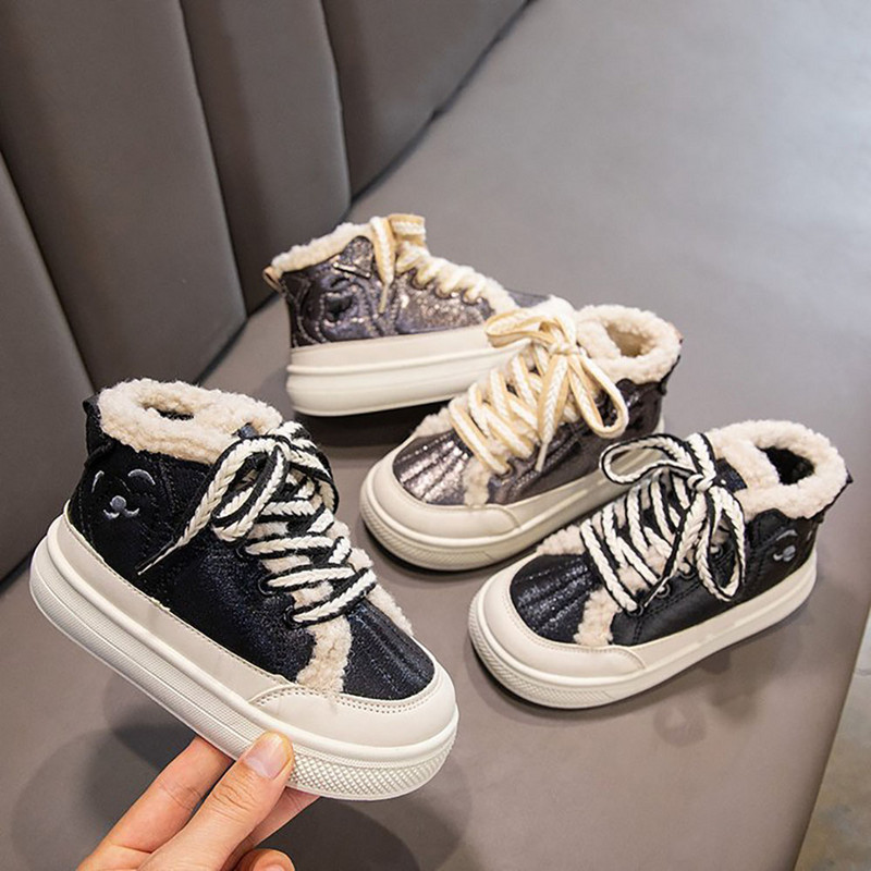 Zimske plišane Martinje za djecu Korejski stil Debele tople pamučne cipele PU koža Dječaci Djevojčice Čizme za snijeg za dječju obuću