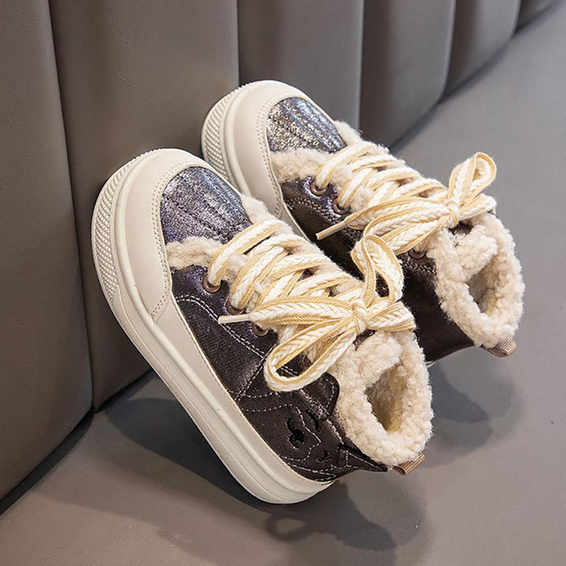 Zimske plišane Martinje za djecu Korejski stil Debele tople pamučne cipele PU koža Dječaci Djevojčice Čizme za snijeg za dječju obuću