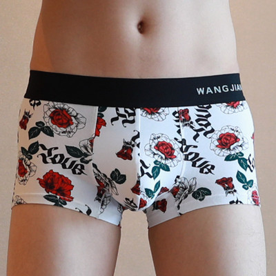 Lenjerie de corp pentru bărbați, boxer, respirabil, cu imprimeu la modă, husă convexă, sexy, cueca, chiloți moale