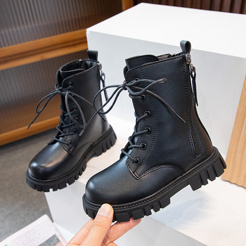 Черни памучни готини къси ботуши за момичета 2023 г. Страничен цип Неплъзгащи се прости обувки на принцеса Drop Shipping Детски модни ежедневни ботуши
