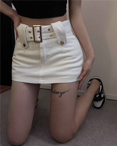 Fusta de blugi WTEMPO Fusta scurtă cu talie înaltă, cu design de vară, pentru femei