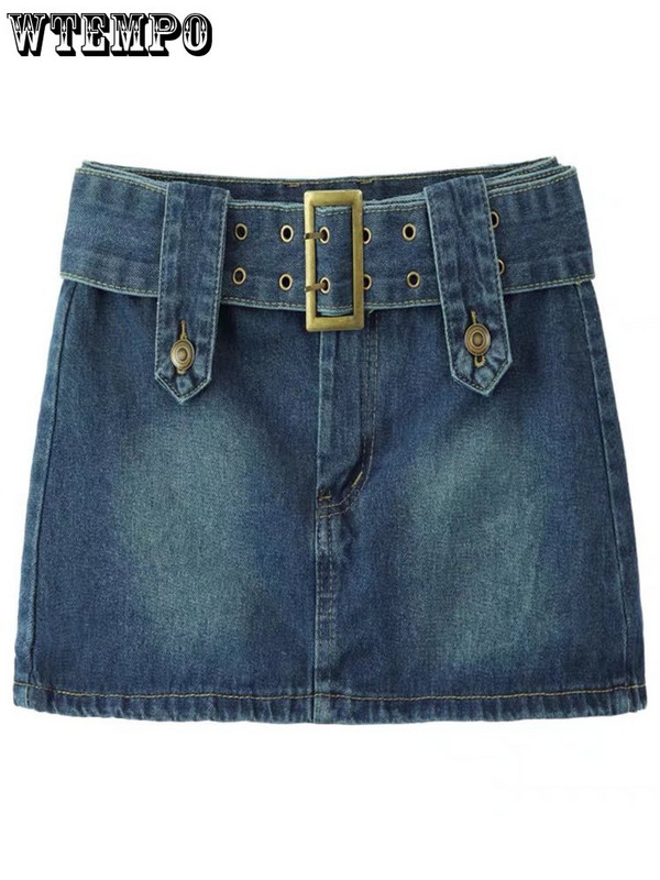 Fusta de blugi WTEMPO Fusta scurtă cu talie înaltă, cu design de vară, pentru femei