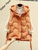 Ženski napuhani prsluk - Ženska puhasta jakna Ženski tanki prošiveni kaput bez rukava s kapuljačom i kapuljačom, zimski napuhan prsluk