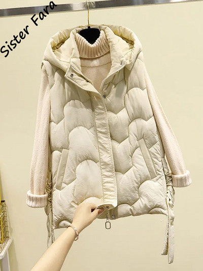 Ženski napuhani prsluk - Ženska puhasta jakna Ženski tanki prošiveni kaput bez rukava s kapuljačom i kapuljačom, zimski napuhan prsluk