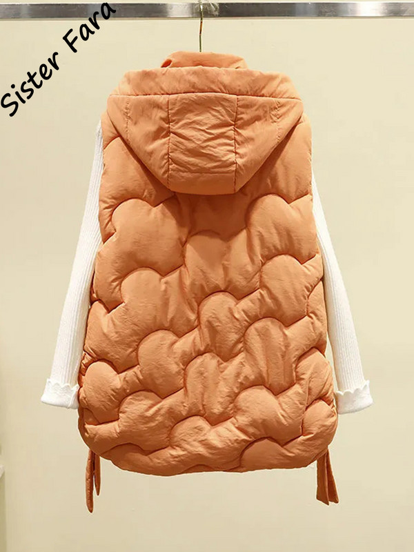 Ženski napuhani prsluk - Ženska puhasta jakna Ženski tanki prošiveni kaput bez rukava s kapuljačom i kapuljačom, zimski napuhan prsluk