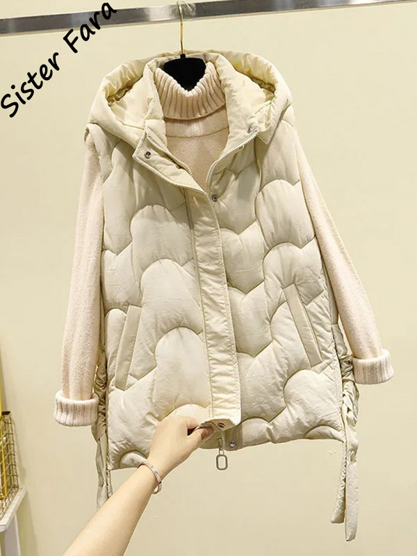 Ženski napuhani prsluk - Ženska puhasta jakna Ženski tanki prošiveni kaput bez rukava s kapuljačom i kapuljačom, zimski napuhan prsluk