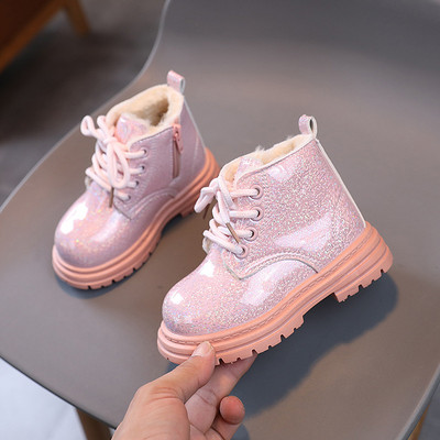 Mergaičių trumpi batai Nauji rudens žiemos blizgūs perlai Vienviečiai batai Maži berniukai Madingi kulkšnies batai Rožiniai Balti Juodi Batai Vaikiški batai