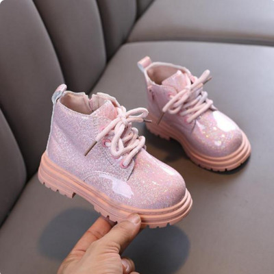 Mergaičių trumpi batai Nauji rudens žiemos blizgūs perlai Vienviečiai batai Maži berniukai Madingi kulkšnies batai Rožiniai Balti Juodi Batai Vaikiški batai