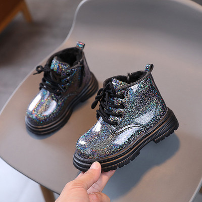 Mergaičių trumpi batai Nauji rudens žiemos blizgūs perlai Vienviečiai batai Maži berniukai Madingi kulkšnies batai Rožiniai Balti Juodi Batai Vaikiški batai