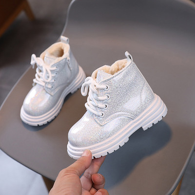 Mergaičių trumpi batai Nauji rudens žiemos blizgūs perlai Vienviečiai batai Maži berniukai Madingi kulkšnies batai Rožiniai Balti Juodi Batai Vaikiški batai