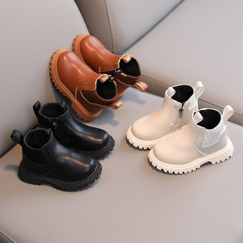 Baywell Детски ботуши за момчета Момичета Модни детски ботуши за сняг до глезена Гумена подметка Есен Топли зимни Детски обувки със страничен цип