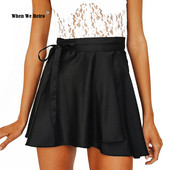 Moteriškas seksualus vasarinis mini sijonas VD2126 šifono-satino moteriškas paplūdimio Sarong trumpas suvarstomas sijonas