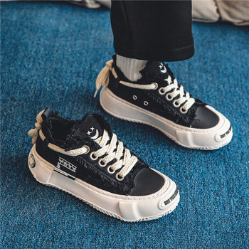 2023 Нови мъжки платнени обувки Trend Street Обувки на платформа с дебела подметка Ежедневни маратонки Мъжки обувки за скейтборд Обувки за джогинг Обувки