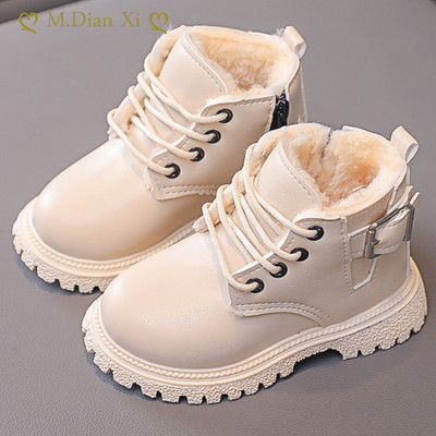 2022 Children Casual Shoes Autumn Winter Snow Boys Boots Shoes Fashion Leather Soft Antislip Girls Boots Baby Kids Sport Shoes