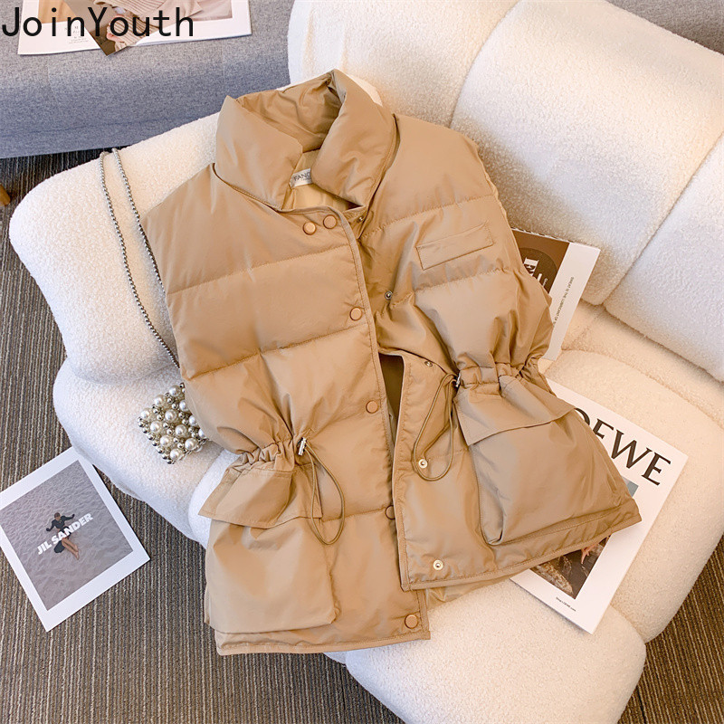 haine de iarnă vestă din bumbac cu puf pentru femei cu talie subțire vestă groasă pentru gâtul cu picioarele ocazional buzunar, rezervoare calde, haină Chalecos Para Mujer