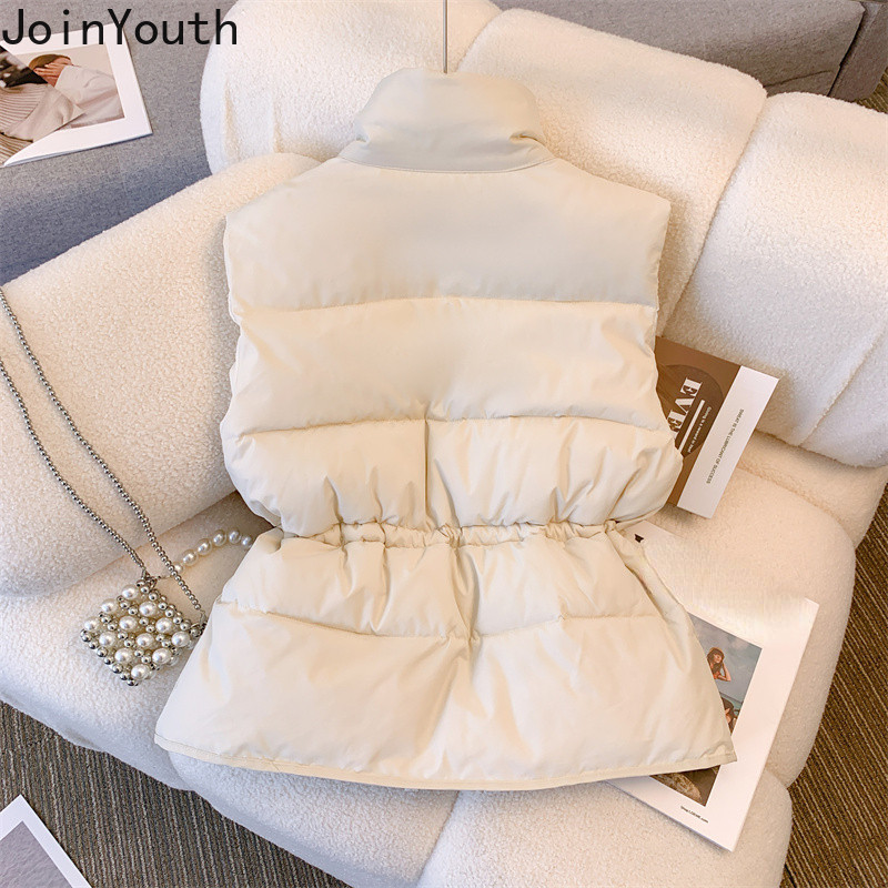 haine de iarnă vestă din bumbac cu puf pentru femei cu talie subțire vestă groasă pentru gâtul cu picioarele ocazional buzunar, rezervoare calde, haină Chalecos Para Mujer
